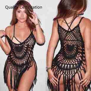 black Mesh Cover Up Bathing Suit Lace Crochet Bikini Swimwea