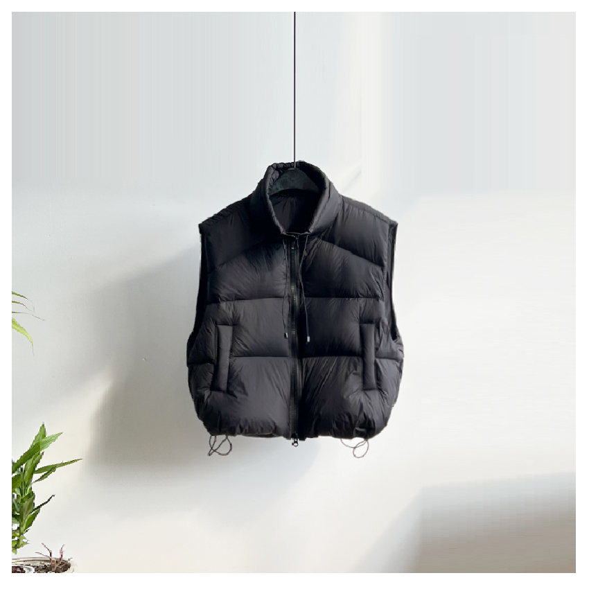 林小雅 时髦龟背巨柔蓬松小立领外套女 超暖叠穿高级感极简马甲