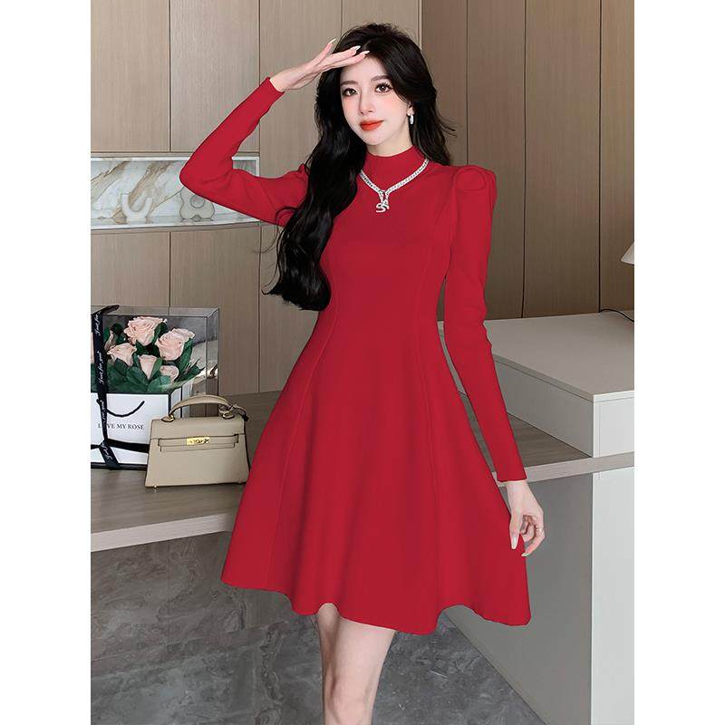 JOYIASS内搭显瘦长袖针织连衣裙女秋冬打底配大衣小个子高级感减