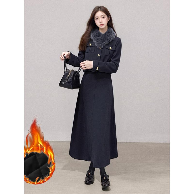 JOYIASS韩系小洋装高端大气穿搭套装裙女秋冬加厚小香风外套百褶