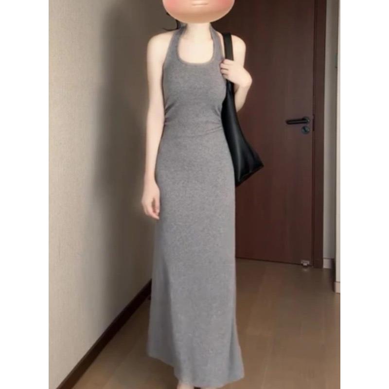 JOYIASS早秋超火韩系穿搭一整套装裙女秋冬针织挂脖吊带连衣裙两