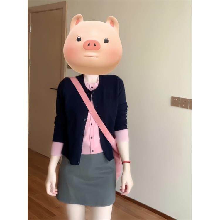 JOYIASS韩系学院风穿搭一整套装裙女秋冬chic假两件针织开衫半身
