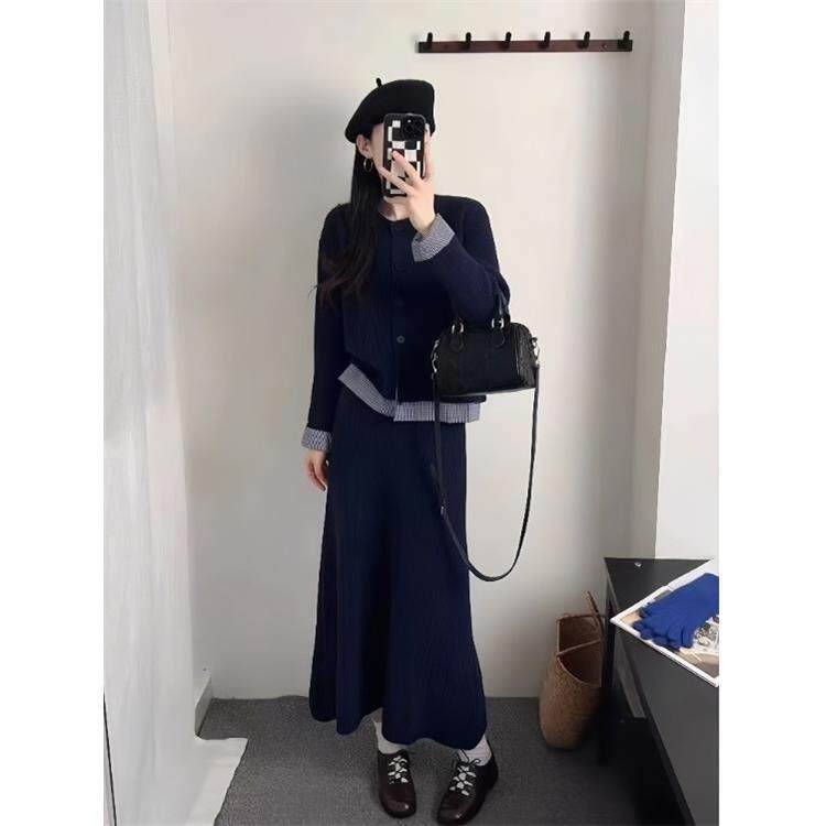 JOYIASS韩系氛围感穿搭针织套装连衣裙女秋冬假两件上衣半身裙超