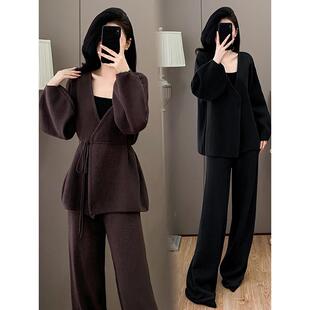 JOYIASS覆古慵懒小香风套装女秋冬高级感流行减龄休闲裤子上衣针