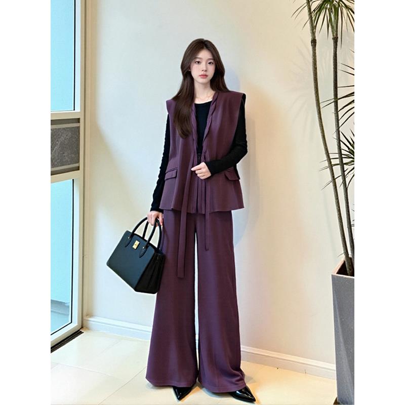 JOYIASS覆古法式老钱风马甲西装上衣阔腿裤女秋冬韩系穿搭高级感