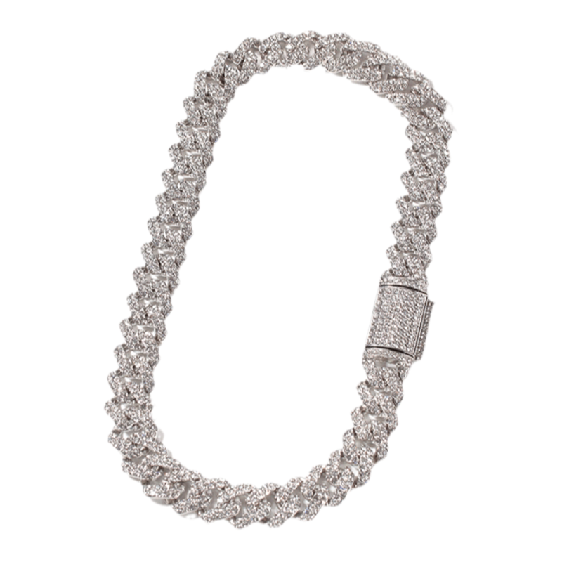 嘻哈满钻菱形古巴项链美式男叠戴Hiphop街头古巴链潮流王嘉尔同款