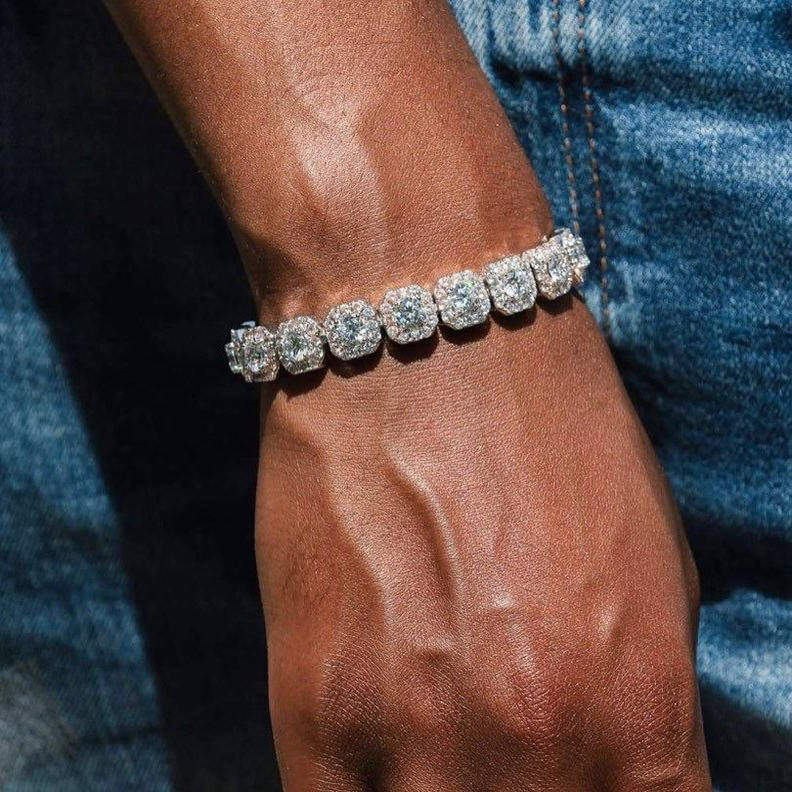 欧美爆闪合金合成锆石冰糖手链