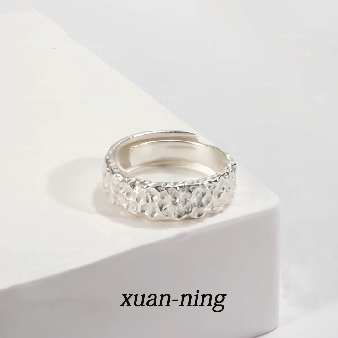 宣宁锤纹银色戒指高级感男霸气时尚开口指环气质轻奢女百搭配饰