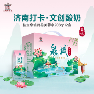 佳宝泉城系列荷花口味大明湖荷花芙蓉李酸奶山东特产 208g*12盒