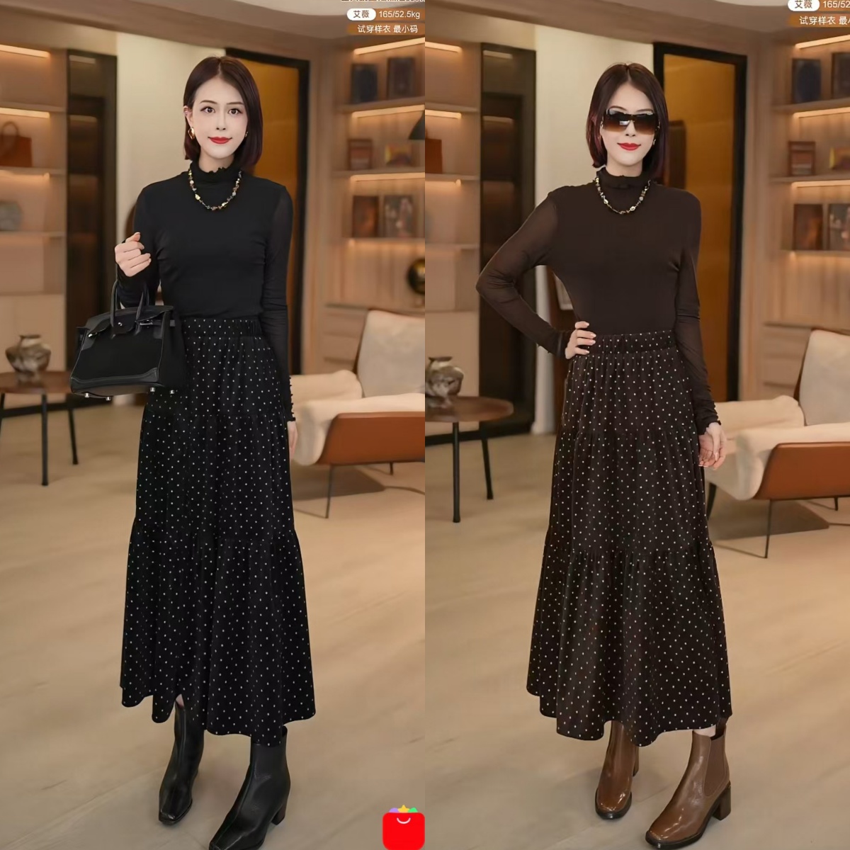 「艾薇严选」【糖炒栗子】 印花圆点金丝绒！复古调调