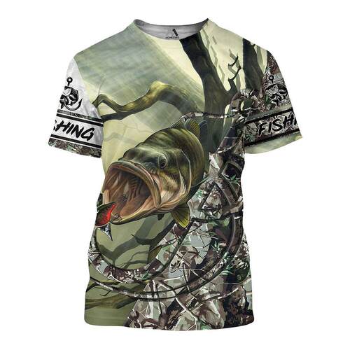 Men's Fish 3D Print Short Sleeve T-Shirt鱼类3d印花钓鱼T恤夏