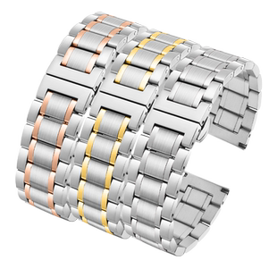 通用手表带钢带不锈钢男女精钢金属表链蝴蝶扣配件表链20 22 24mm