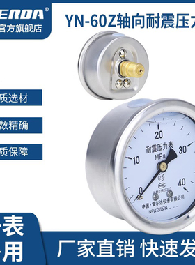 雷尔达YN50Z/YN60Z轴向耐震压力表抗震1.6MPa油压水压气压真空表