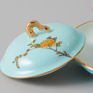 华祥苑永丰源西湖蓝全新正品杯盖盖子夫人瓷盖底碟马克杯盖配件