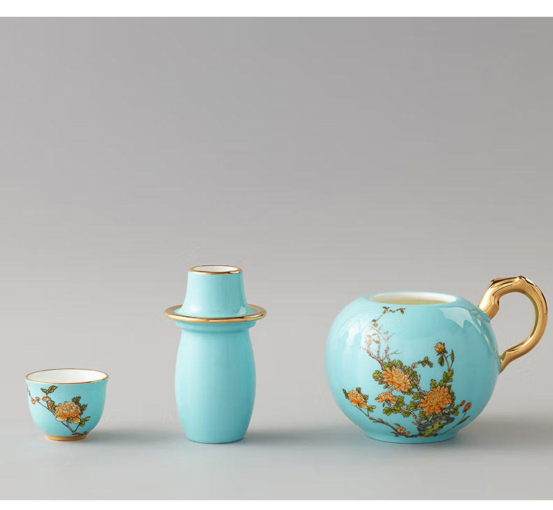 永丰源夫人瓷西湖蓝黄酒具套装/散件