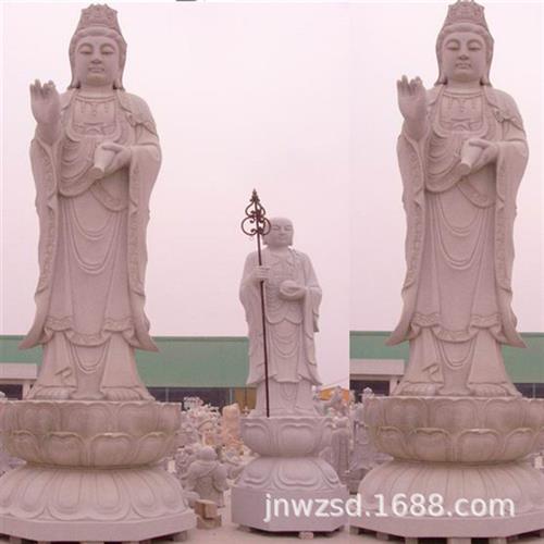 寺庙汉白玉石雕观音景观石刻观音坐莲雕塑报价石头观音图片