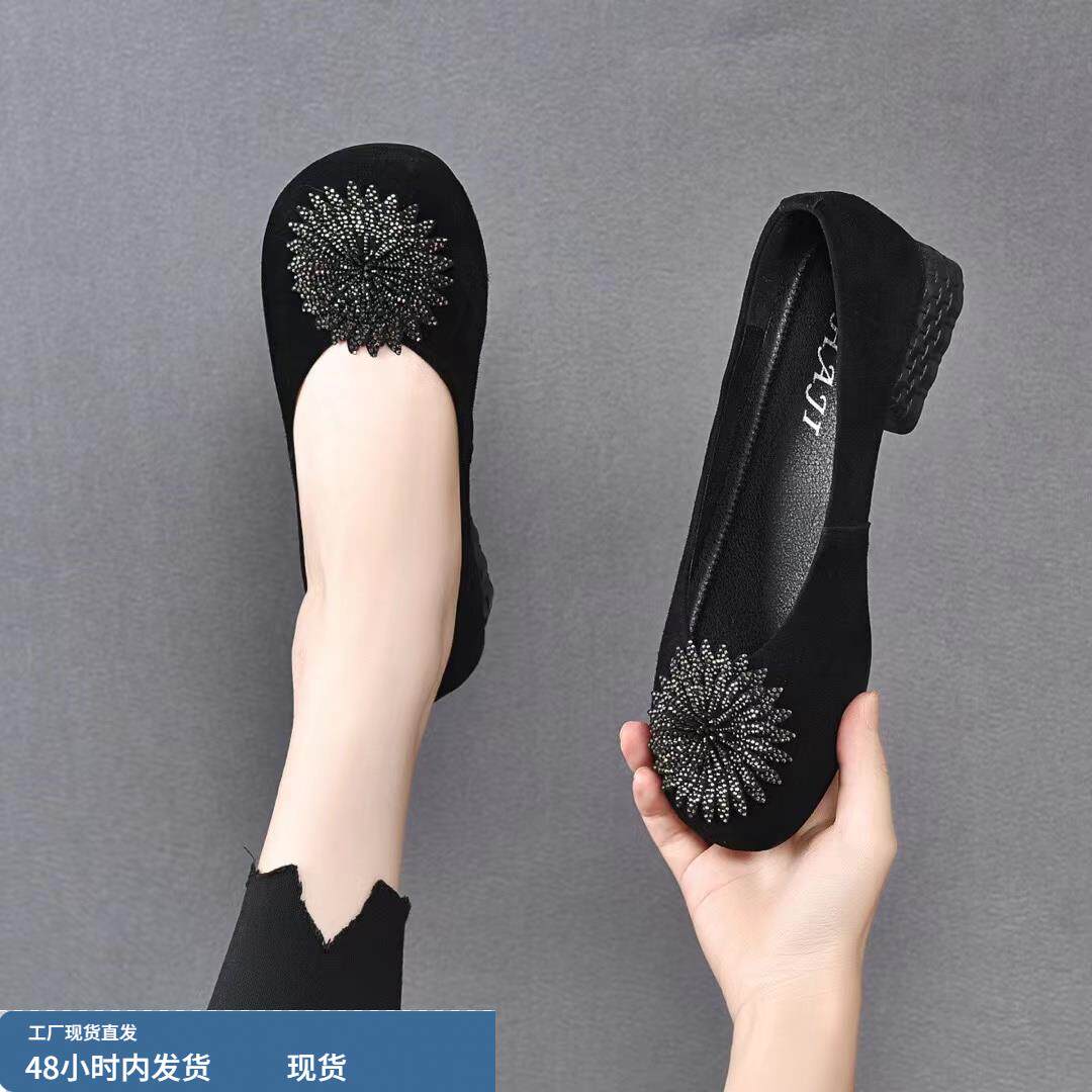 小皮鞋新款圆头鞋子女真皮磨砂皮乐福鞋（豆豆鞋）