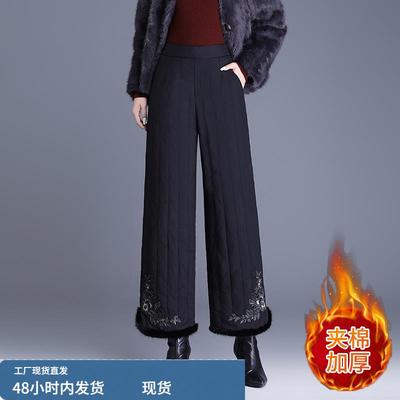 羽绒棉裤女士秋冬季2025年新款夹棉外穿妈妈加厚宽松打底保暖裤子