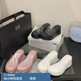 松糕厚底时性感透明一字高跟拖鞋 尚百搭凉拖鞋 女外穿2025欧美新款