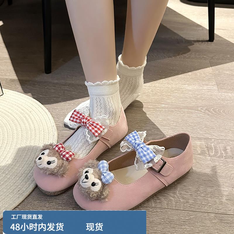 可爱卡通雪莉玫玛丽珍鞋女款2025年春季时尚百搭舒适软底勃肯鞋子