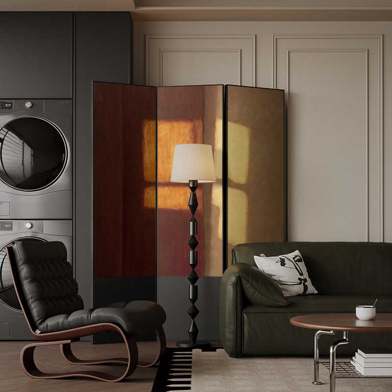 法式中古铝合金屏风隔断客厅装饰移动遮挡折叠沙发背景墙折屏光影