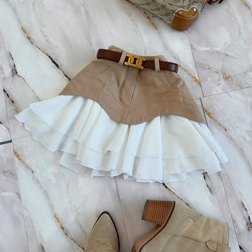 2025 new ruffled cake skirt short skirt high waisted skirt