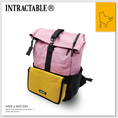 INTRACTABLE原创多功能搭载系列黑甜配色大容量旅行双肩背卷口包