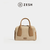 印象小号手提包斜挎包女款 ZESH 泽尚 包包波士顿包轻便单肩包女包
