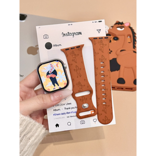 棕色马市长卡通适用苹果iwatchS11硅胶表带applewatchs10/S9可爱