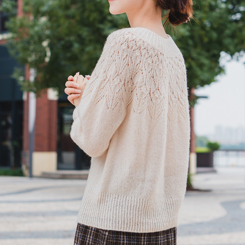 【月神】牦牛绒棒针毛衣材料包 手工DIY毛线团编织棒针款含教程