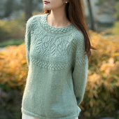 编织人生378花芷 育克套头毛衣材料包 手工编织DIY羊毛马海毛线