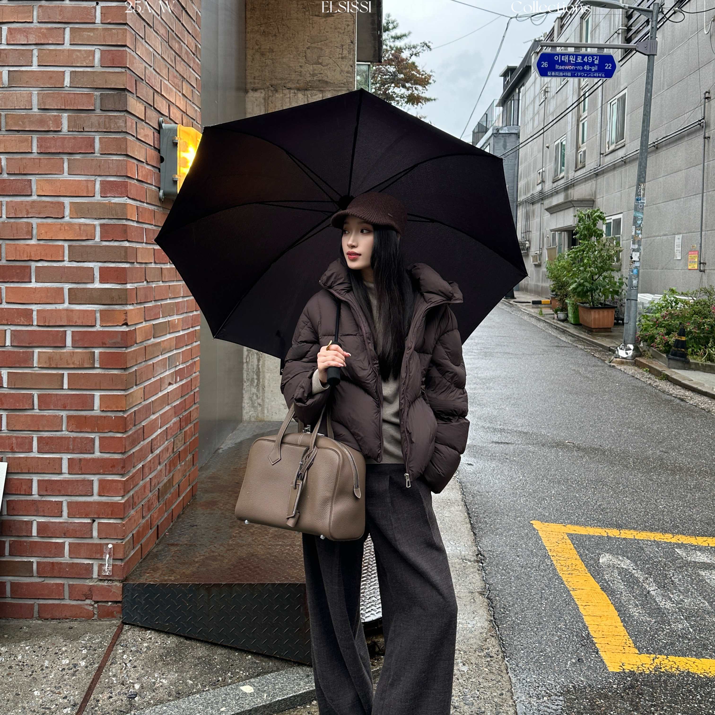 Elsissi 爱姐家 轻薄排骨羽绒服宽松纯色连帽百搭白鸭绒外套5085