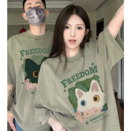 特别不一样的情侣装T恤夏装一男一女2026新款网红高级感短袖套装