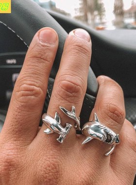 European retro simple shark opening set female joint rings女