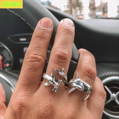 European retro simple shark opening set female joint rings女