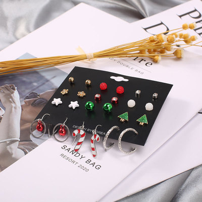 New set Ear studs Christmas series tree earrings party women
