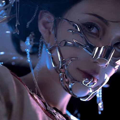 New male mechanical face decoration sports student Punk mask