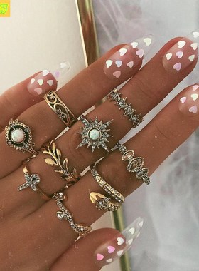 ohemian snake ring 10pcs set diamond joint rings jewelry新女