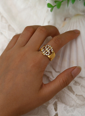 戒指项链 USD symbol finger ring men's hip-hop ring necklace