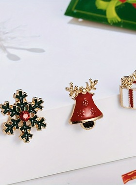 New Christmas brooch, snowflake bell, women's three piece