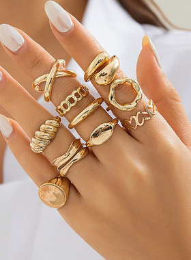 New accessory chain ring punk set ring/ring European 戒指女