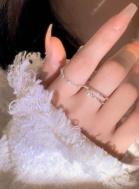 New Cold Pearl Ring, Women's Retro Open End Ring, Tail Rings