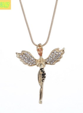 Popular diamond angel wings necklace women 天使翅膀项链女