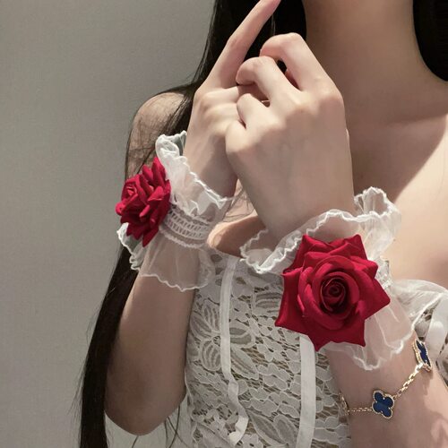 girl Sexy Lolita Lace Rose Dress Dance Wrist Flower bracelet