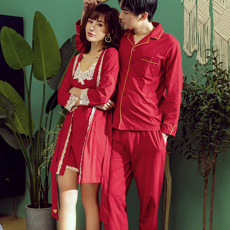 春秋结婚睡衣睡裙2021秋冬秋季新娘晨袍纯棉红色长袖高级感礼盒装
