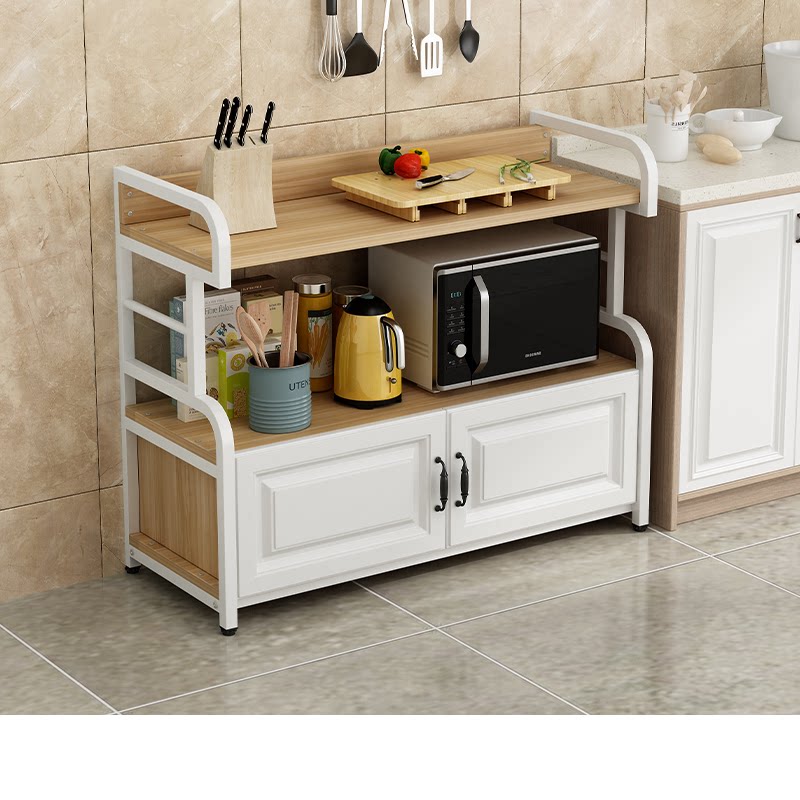 厨房桌子切菜桌家用微波炉置物架可移动落地式储物柜多层收纳架子