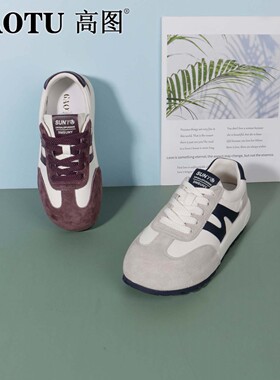 高图时尚休闲鞋女2025秋季新款圆头平底休闲百搭德训鞋7579-60351