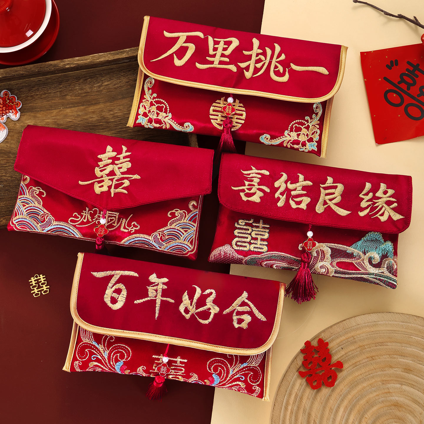 婚礼改口费利是封万元刺绣红包图片