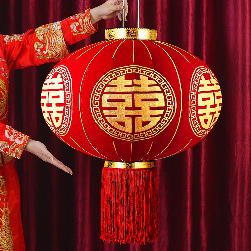 欧童绒布喜字灯笼结婚大门挂饰图片