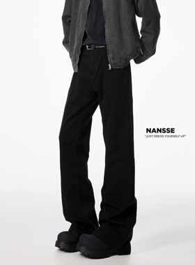 cleanfit春季bootcut黑色弯刀微喇牛仔裤男vibe美式修身直筒裤子